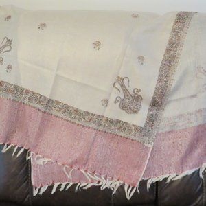 Oswal Shawl Light Beige/Tan and Light Pink/Purple